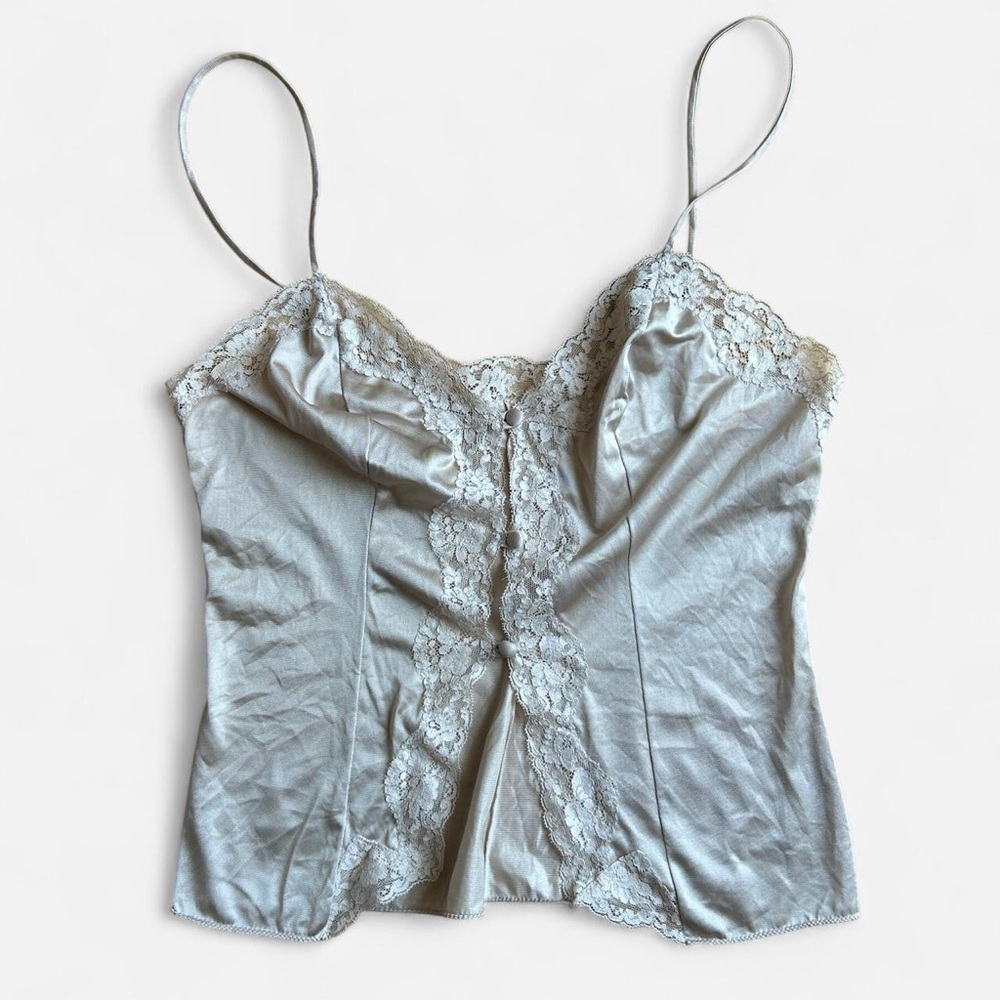 Champaign colored Vassarette Lingerie / Lace Cami with buttons